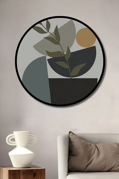 Teona Ahşap Plantă abstractă Lemn MDF Rotund Decorativ Acasă, Locul de muncă Pictură murală