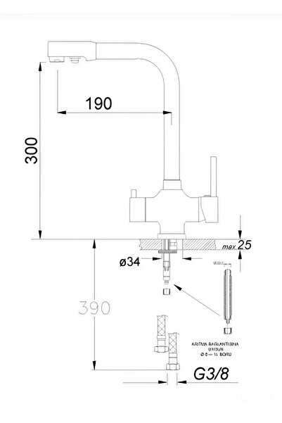 BMS Arıtmalı Üç Girişli Tek Gövde Mutfak Eviye Bataryası 5 Yıl Garantili Musluk Mix Kol 379 Krom