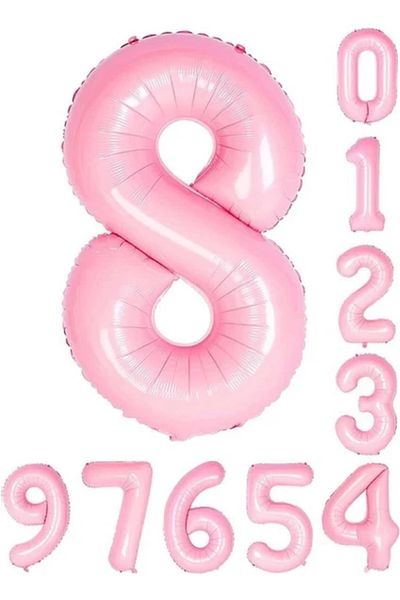 BALON DİYARI Pink Foil Balloon in All Numbers 34 Inch 76-82 cm