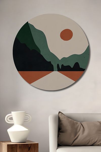 Teona Ahşap Peisaj abstract Decorativ Lemn MDF Casă rotundă, Pictură murală la locul de muncă