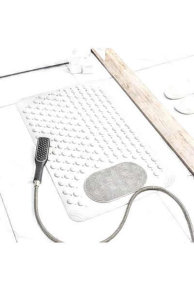 Sea Home White Suction Cup Mat - 1 Piece, 36X69.5 Cm, Bathroom Shower and Tub Anti-Slip