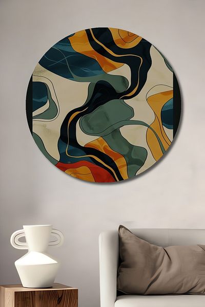 Teona Ahşap Waves Colorate Decorativ Lemn MDF Rotund Acasă, Locul de Muncă Pictură Perete