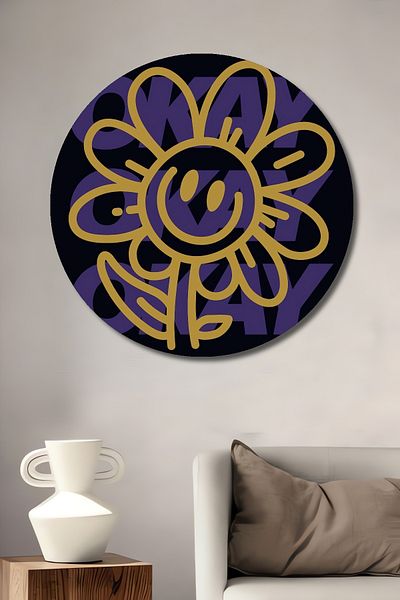 Teona Ahşap Floare Pozitivă Decorativă Lemn MDF Rotund Acasă, Locul de Muncă Pictură Perete