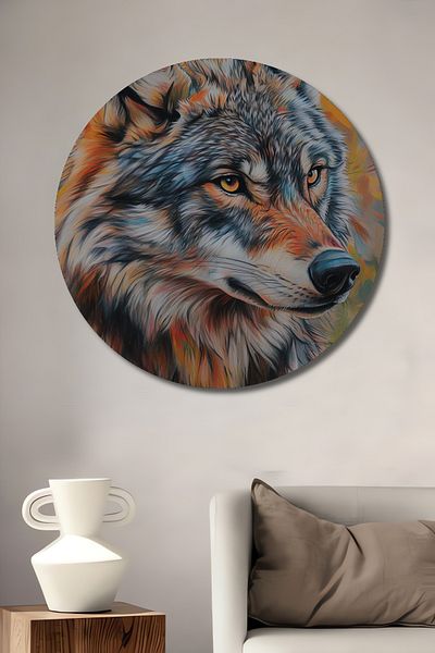 Teona Ahşap Wild Wolf Art Decorativ Lemn MDF Rotund Acasă, Locul de Muncă Pictură Perete