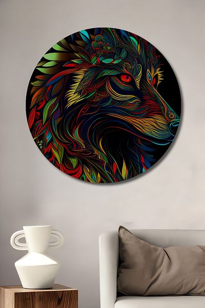 Teona Ahşap Lup colorat din lemn MDF rotund decorativ pentru casa, loc de munca pictura pe perete