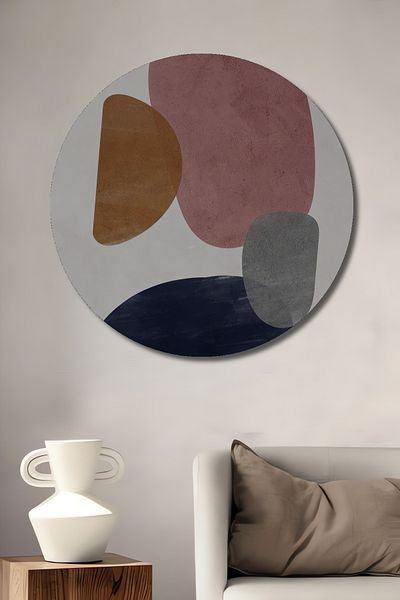 Teona Ahşap Acasă rotundă din lemn MDF decorativ geometric abstract, pictură murală la locul de muncă