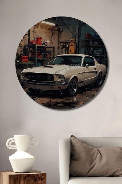 Teona Ahşap Clasic Mustang Lemn MDF Rotund Decorativ Acasă, Locul de Muncă Pictură Perete