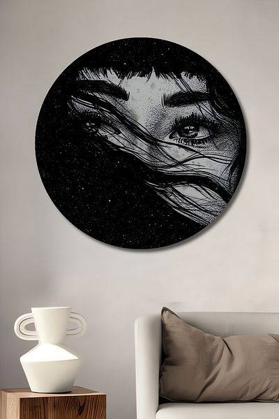 Teona Ahşap Mysterious Looks Lemn MDF Rotund Decorativ Acasă, Locul de Muncă Pictură Perete