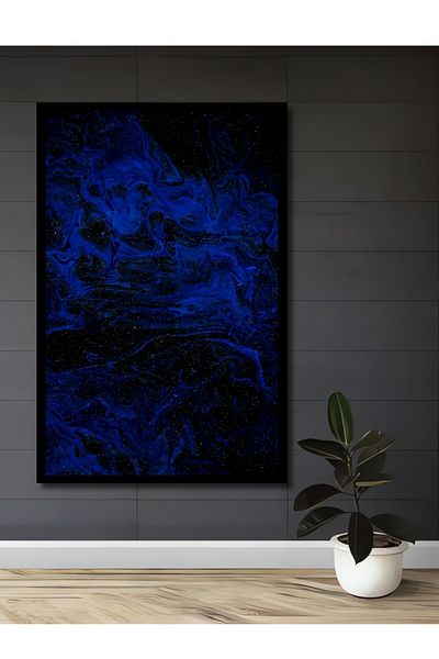 Teona Ahşap Casa dreptunghiulară din lemn decorativ albastru cosmic MDF, pictură murală la locul de muncă