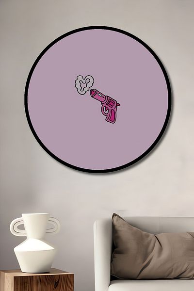 Teona Ahşap Pink Pistol Decorativ Lemn MDF Rotund Acasă, Locul de Muncă Pictură Perete