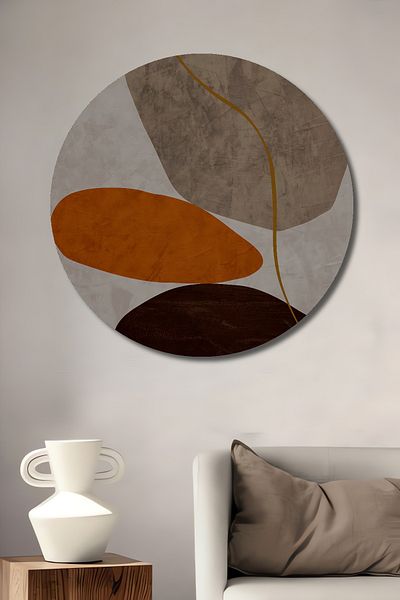 Teona Ahşap Abstrac Minimalist Lemn MDF Rotund Decorativ Acasă, Locul de Muncă Pictură Perete