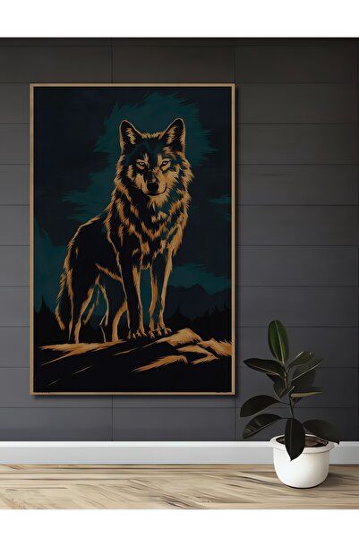 Teona Ahşap Vahşi Kurt Ahşap MDF Dikdörtgen Dekoratif Ev,İş Yeri Duvar Tablo