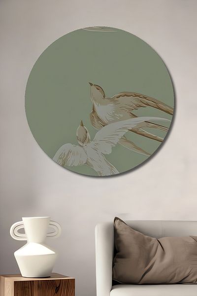 Teona Ahşap Elegant Swallows Lemn MDF Rotund Decorativ Acasă, Locul de Muncă Pictură Perete