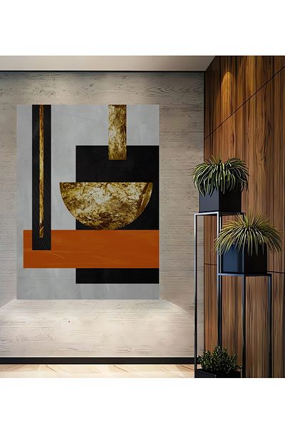 Teona Ahşap Modern Geometric Lemn MDF Dreptunghi Decorativ Acasă, Locul de Muncă Pictură Perete