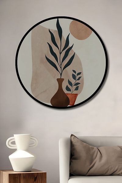 Teona Ahşap Acasă rotundă din lemn MDF decorativ minimalist abstract, pictură murală la locul de muncă