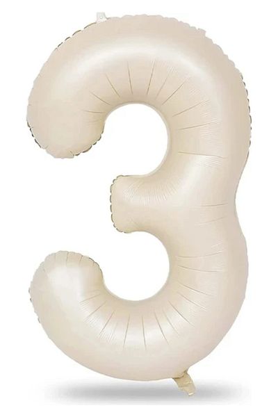 BALON DİYARI Cream Color Foil Balloon in All Numbers 34 Inch (76-82 cm)
