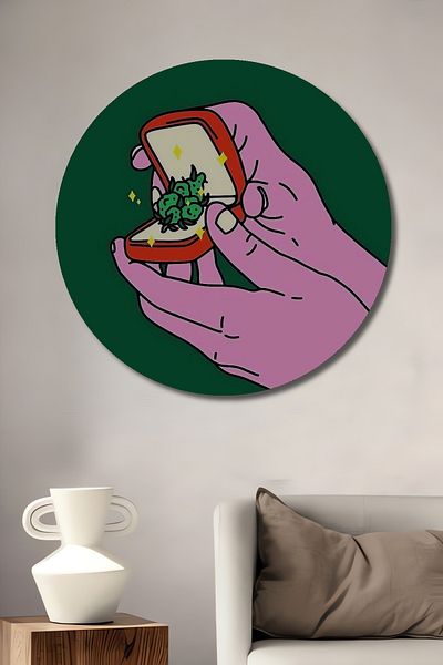 Teona Ahşap Solitaire Broccoli Humoristic Lemn MDF Rotund Acasă, Locul de Muncă Pictură de perete