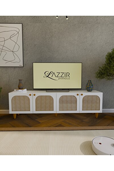 lazzir handle Mdf Bohem Televizyon Ünitesi-hazeran Rattan Kapaklı Yaşam Ünite...