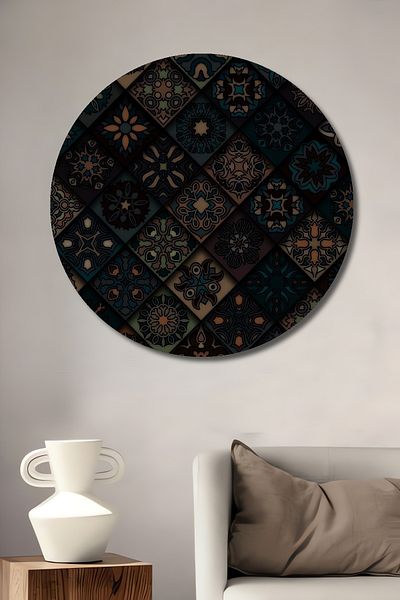 Teona Ahşap Mozaic Model Lemn MDF Rotund Decorativ Acasă, Locul de Muncă Pictură Perete