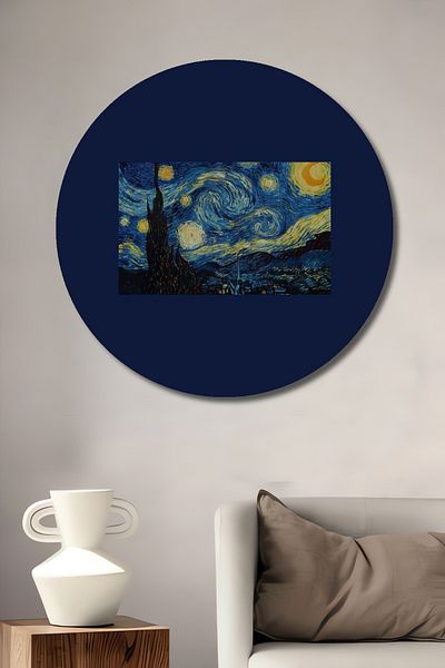 Teona Ahşap Noapte înstelată din lemn MDF rotund decorativ pentru casă, loc de muncă pictură murală