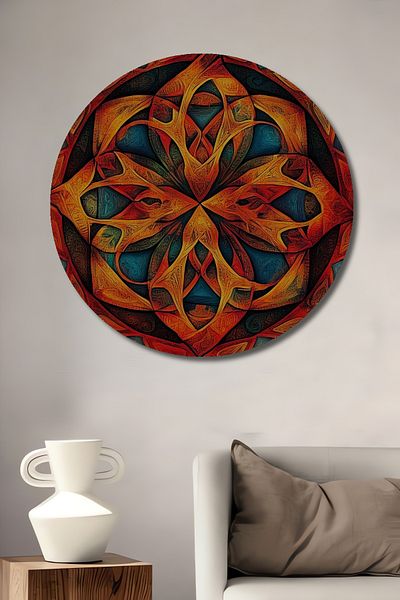 Teona Ahşap Floare de flacara decorativ din lemn MDF rotund pentru casa, locul de munca pictura pe perete