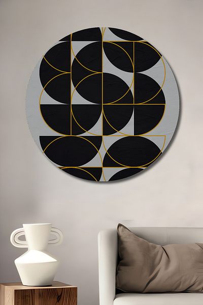 Teona Ahşap Geometric Abstract Lemn MDF Rotund Decorativ Acasă, Locul de Muncă Pictură Perete