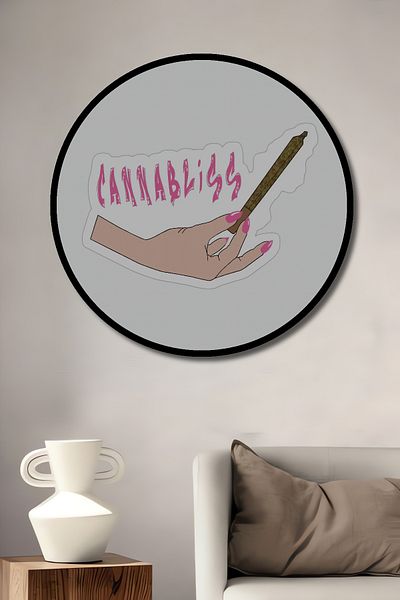 Teona Ahşap Cannabliss Casa rotundă din lemn MDF decorativă de mână, pictură murală la locul de muncă