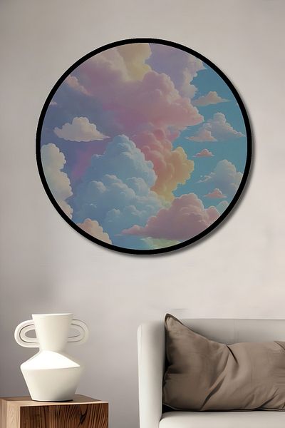 Teona Ahşap Dream Clouds Decorativ Lemn MDF Casă Rotundă, Pictură Perete Locul de Muncă