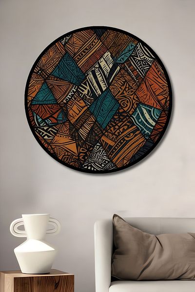 Teona Ahşap Model etnic decorativ din lemn MDF rotund pentru pictura de perete acasa, loc de munca