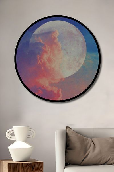 Teona Ahşap Dreamlike Moon Cloud Decorativ din lemn MDF rotund pentru casa, pictura pe perete la locul de munca