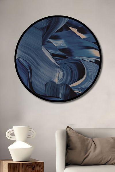 Teona Ahşap Blue Waves Lemn MDF Rotund Decorativ Acasă, Locul de Muncă Pictură Perete