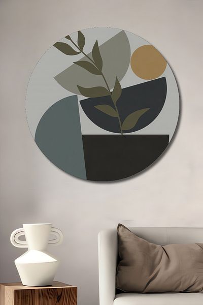 Teona Ahşap Plantă abstractă Lemn MDF Rotund Decorativ Acasă, Locul de muncă Pictură murală