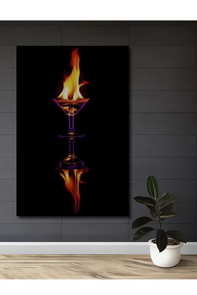 Teona Ahşap Flame Goblet Decorativ Lemn MDF Dreptunghi Acasă, Locul de Muncă Pictură Perete