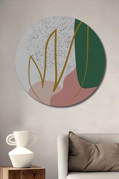 Teona Ahşap Acasă rotundă din lemn MDF decorativ abstract, pictură murală la locul de muncă