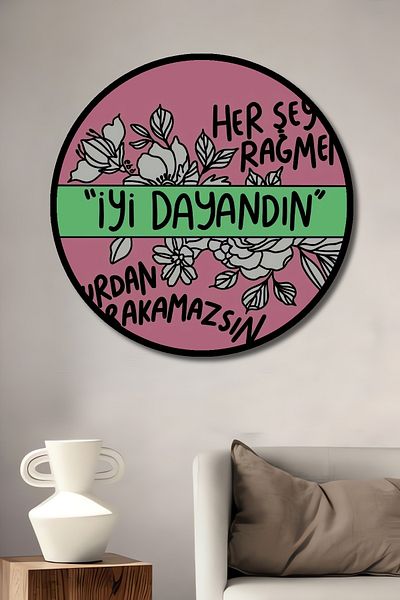Teona Ahşap Puternic inspirațional din lemn MDF rotund decorativ pentru casă, pictură pe perete la locul de muncă