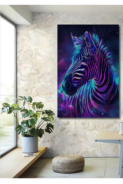 Teona Ahşap Neon Zebra Lemn MDF Dreptunghi Decorativ Acasă, Locul de Muncă Pictură Perete