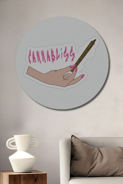 Teona Ahşap Cannabliss Casa rotundă din lemn MDF decorativă de mână, pictură murală la locul de muncă