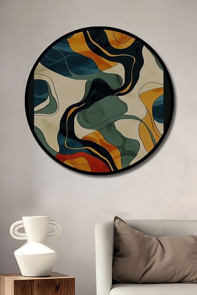 Teona Ahşap Waves Colorate Decorativ Lemn MDF Rotund Acasă, Locul de Muncă Pictură Perete