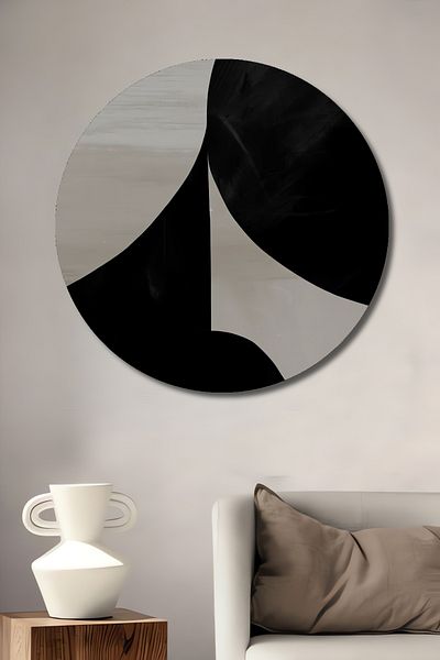 Teona Ahşap Abstracție Negru Alb Decorativ Lemn MDF Rotund Acasă, Locul de Muncă Pictură Perete