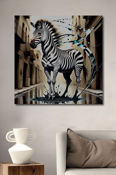 Teona Ahşap Zebra Street Decorativ Lemn MDF Dreptunghi Acasă, Locul de Muncă Pictură Perete