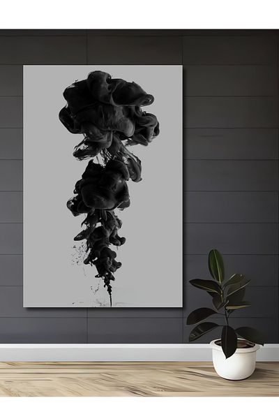 Teona Ahşap Abstract Black Ink Flow Decorativ Lemn MDF Dreptunghi Acasă, Locul de muncă Pictură murală