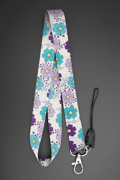 Apptakı Çiçekler Boyun Askı İpi Telefon Askısı Yaka Kartı Aksesuar - ASK0015