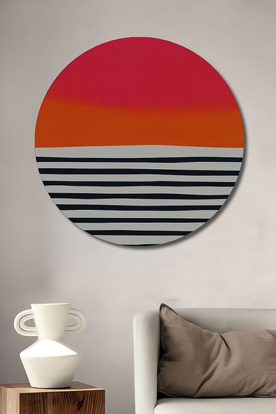 Teona Ahşap Linii colorate Modern Decorativ Lemn MDF Rotund Acasă, Locul de Muncă Pictură Perete