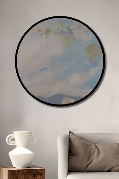 Teona Ahşap Vedere de munte, lemn MDF, rotund, decorativ, pictură murală pentru locul de muncă