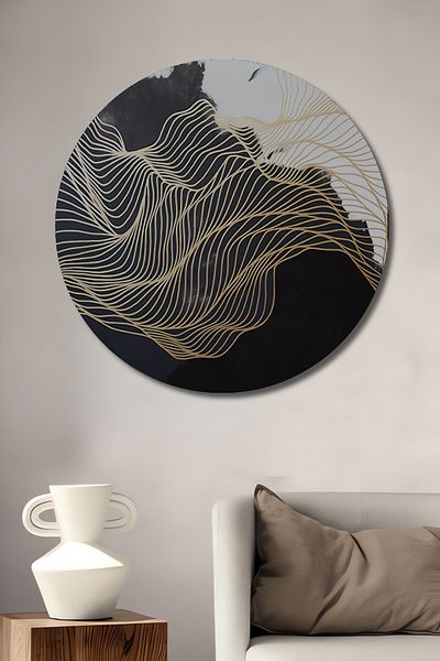 Teona Ahşap Elegant Ripple Artă Abstractă Decorativă Lemn MDF Rotund Acasă, Locul de Muncă Pictură de perete