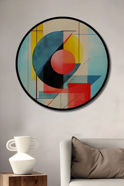 Teona Ahşap Culori geometrice Modern Decorativ Lemn MDF Rotund Acasă, Locul de Muncă Pictură Perete