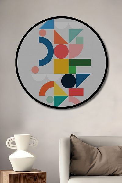 Teona Ahşap Forme geometrice colorate din lemn MDF rotund decorativ pentru casa, locul de munca pictura pe perete