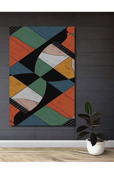 Teona Ahşap Model geometric colorat din lemn decorativ MDF dreptunghiular pentru pictura de perete acasa, loc de munca