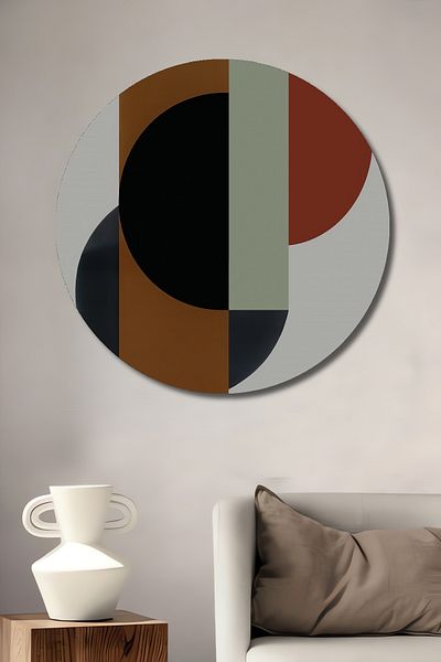 Teona Ahşap Geometric Abstract Lemn MDF Rotund Decorativ Acasă, Locul de Muncă Pictură Perete
