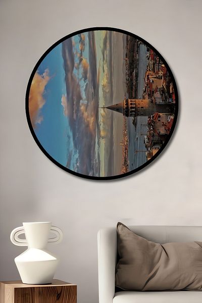 Teona Ahşap Vedere de la Turnul Galata Casa rotunda din lemn decorativ MDF, pictura pe perete la locul de munca